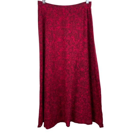 St Johns Bay Petite Womens SIze MP Red & Black Lined A-Line Midi Skirt - Picture 1 of 8